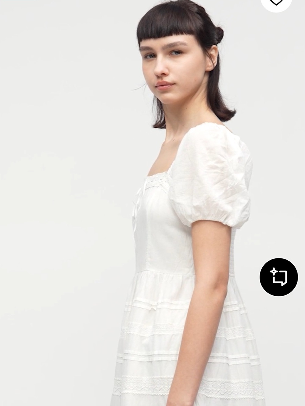 Abercrombie & Fitch White Puff-Sleeve Midi Dress